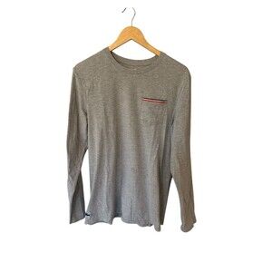 Lacoste Mens Long Sleeve Pajama Top Medium Gray Chest Pocket Sleepwear Lounge